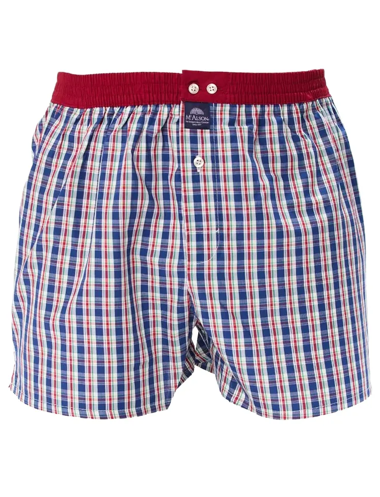 Ondergoed Mc Alson donkerblauw boxershort rood katoen