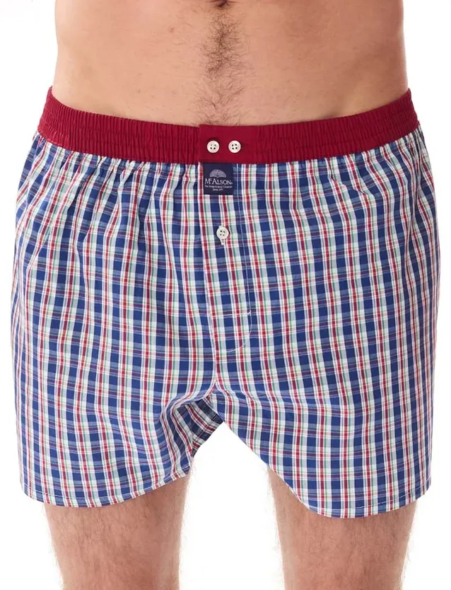 Ondergoed Mc Alson donkerblauw boxershort rood katoen