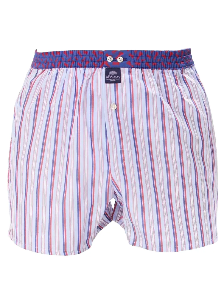 Boxershort Mc Alson lichtblauw gestreept rood donkerblauw