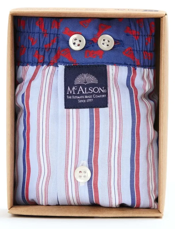 Boxershort Mc Alson lichtblauw gestreept rood donkerblauw