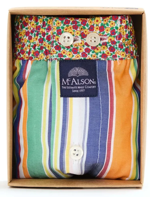 Ondergoed Mc Alson geel katoen boxershort gestreept multicolor