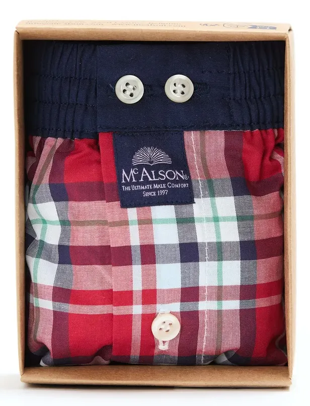 Mc Alson ondergoed rood geruit boxershort blauw