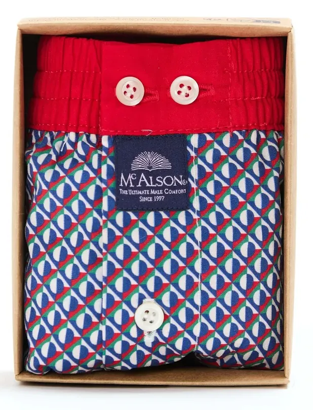 Ondergoed Mc Alson blauw boxershort rood wit patroon