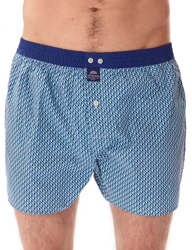 Ondergoed Mc Alson turquoise boxershort blauw witte stip