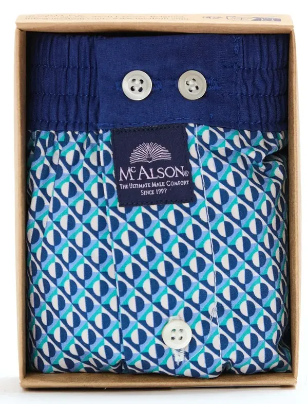 Mc Alson ondergoed turquoise, boxershort blauw witte stip