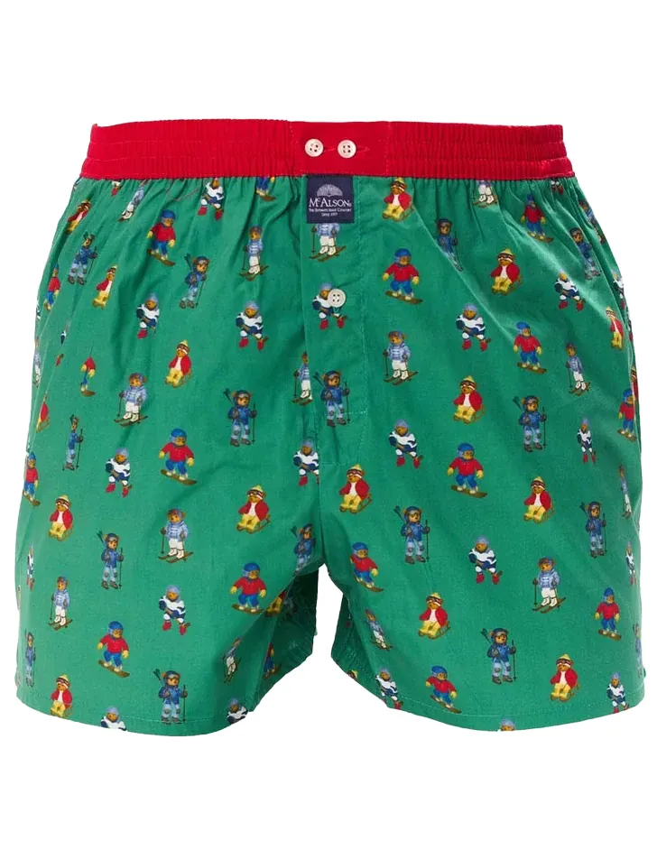 Mc Alson boxershort wintersport beren print groen