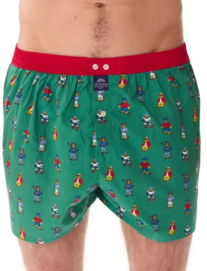 Ondergoed Mc Alson groen boxershort wintersport beren print