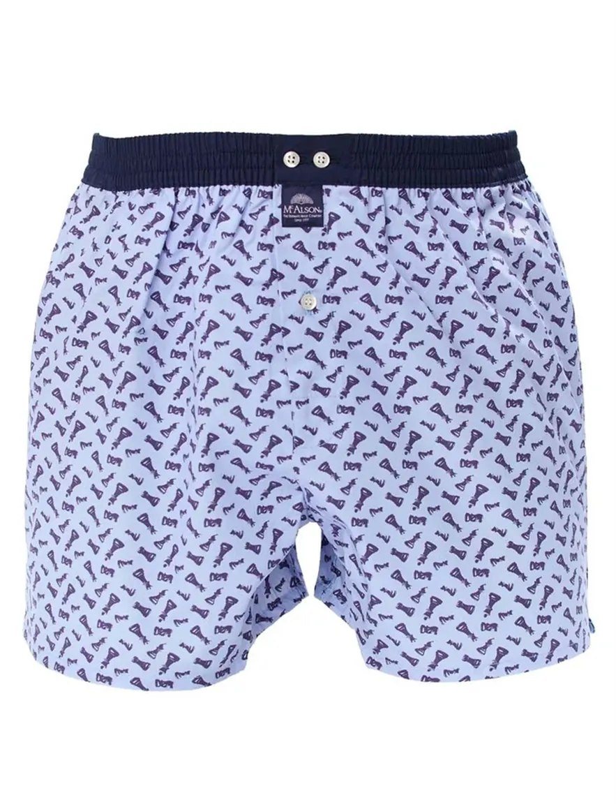 Mc Alson boxershort blauw met schaakstukken print
