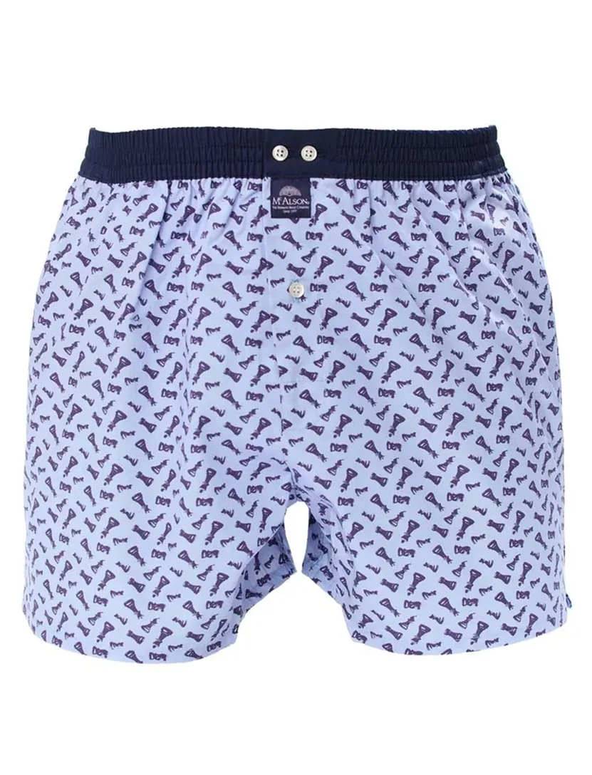 Ondergoed Mc Alson blauw boxershort met schaakstukken print
