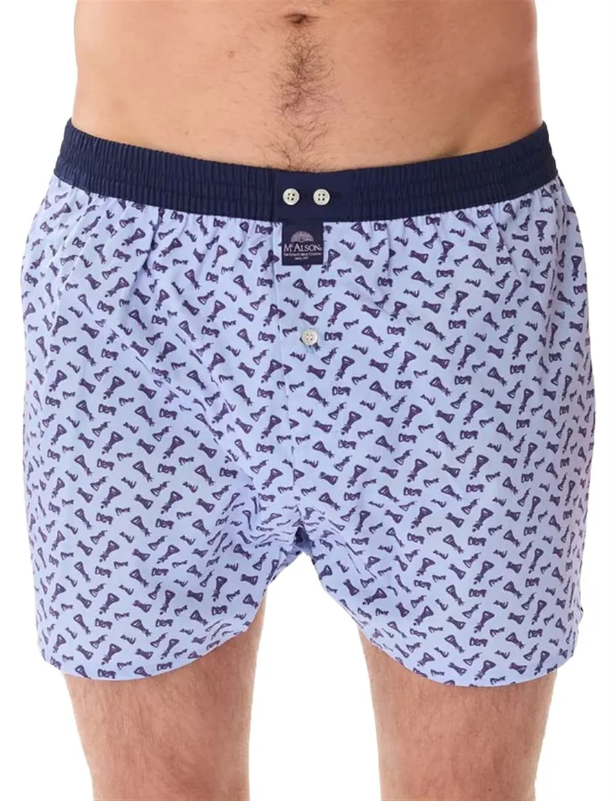 Mc Alson boxershort blauw met schaakstukken print