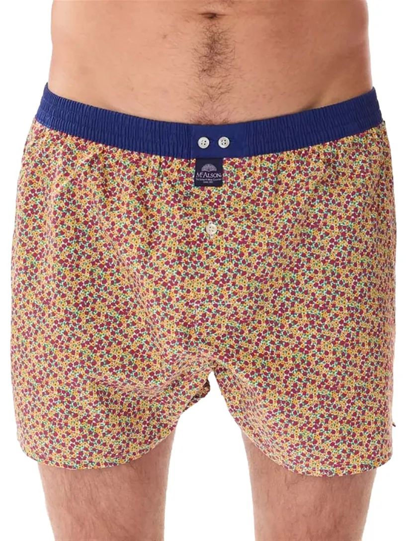 Ondergoed Mc Alson geel boxershort rode bloemen
