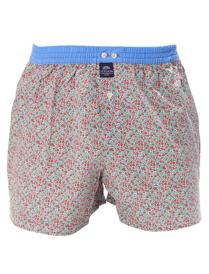 Ondergoed Mc Alson lichtblauw boxershort rode bloemen