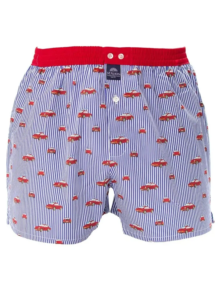 Boxershort Mc Alson donkerblauw wit gestreept met auto opdruk
