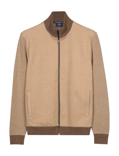 Baileys Beige vest Baileys katoen kasjmier normale fit
