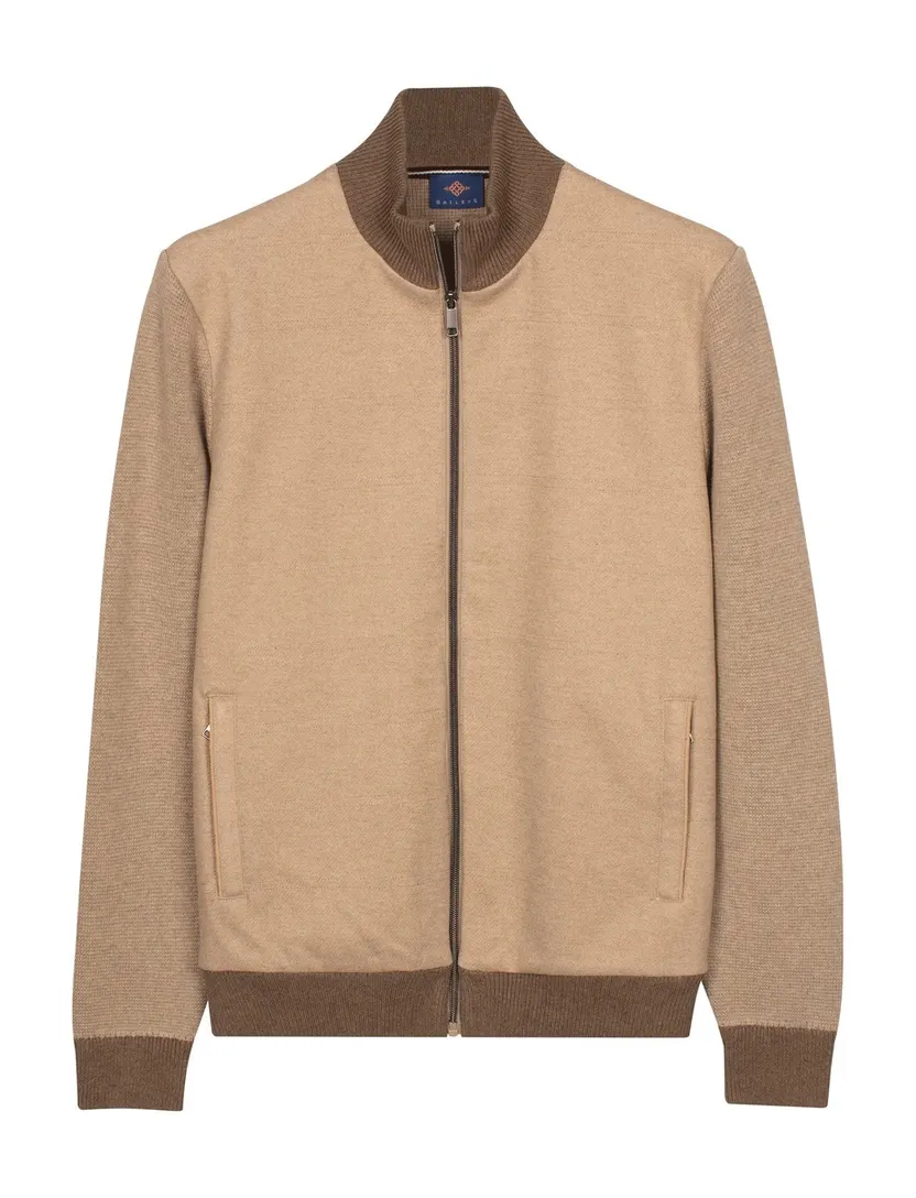 Beige vest Baileys katoen kasjmier normale fit