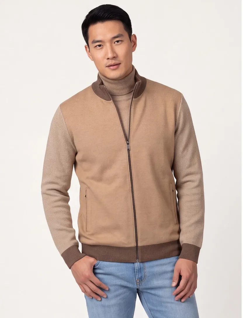 Beige vest Baileys katoen kasjmier normale fit