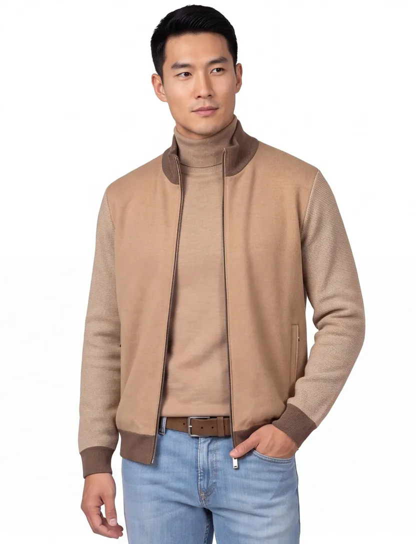 Beige vest Baileys katoen kasjmier normale fit