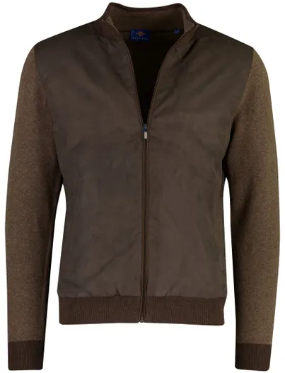 Baileys Baileys vest bruin gemeleerd wijde fit