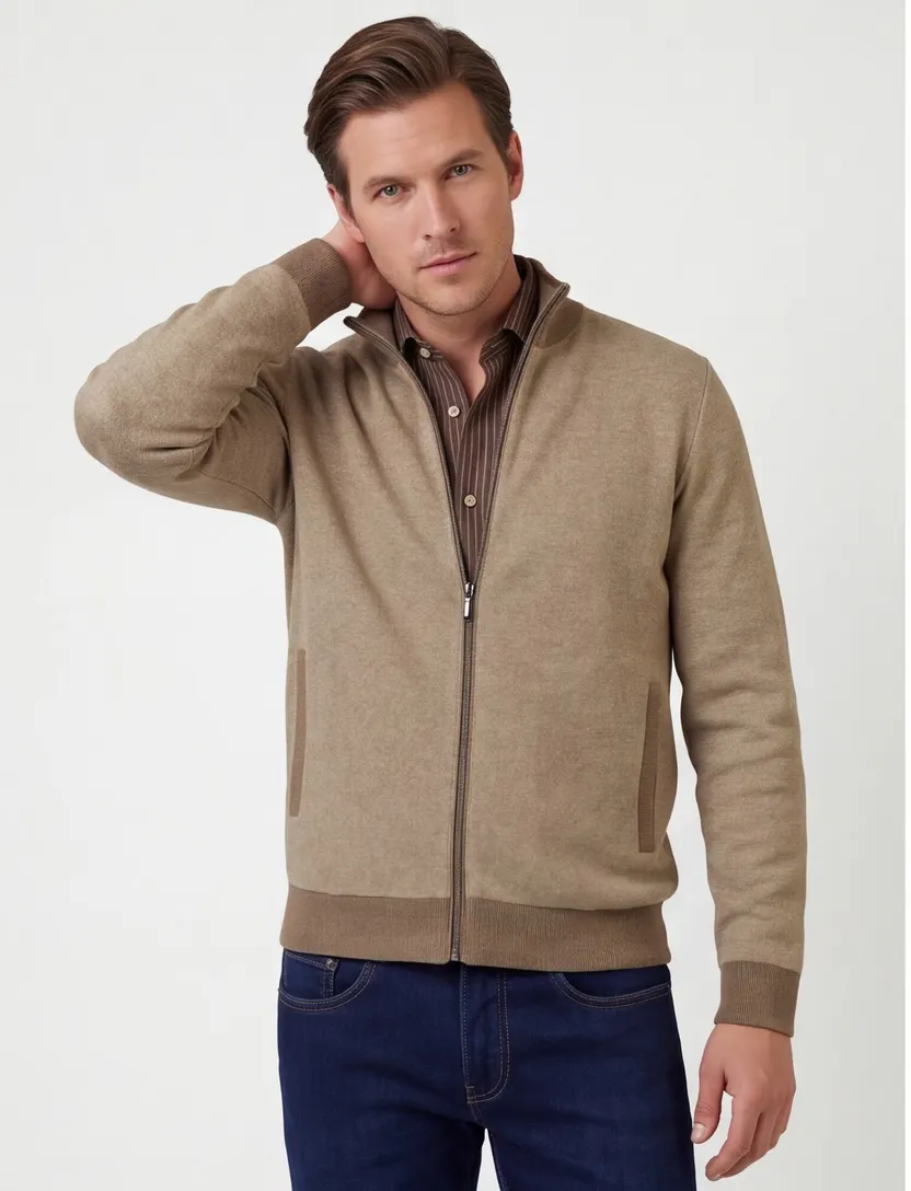 Vest Baileys camel katoen