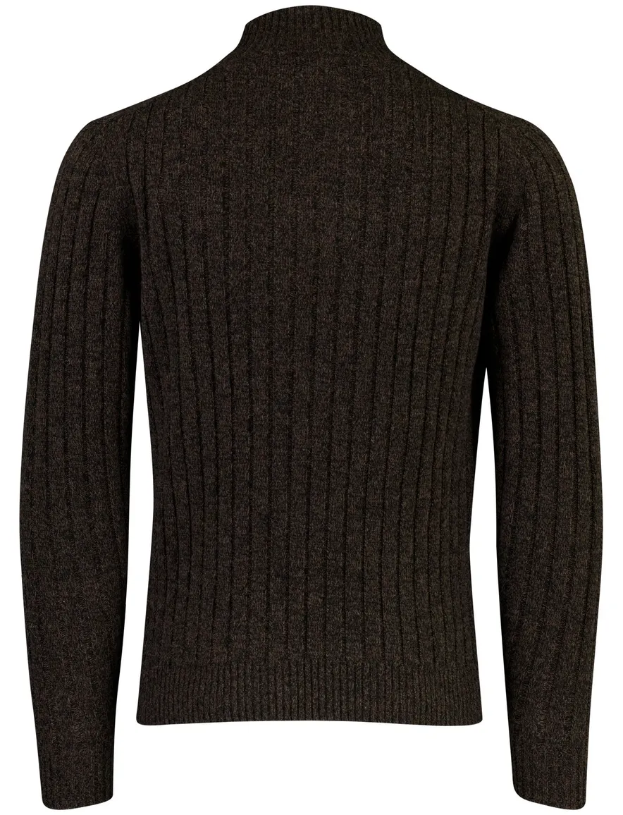 Baileys trui half zip bruin gemeleerd gebreid
