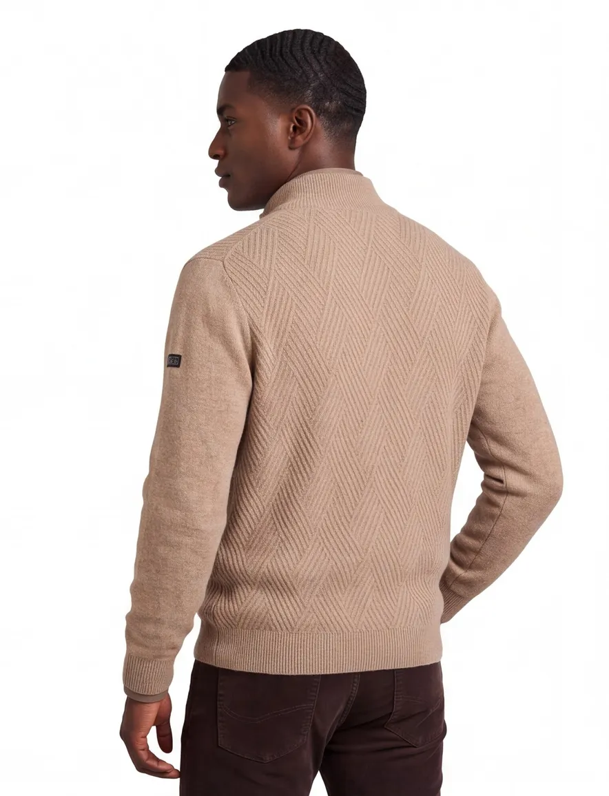 Baileys half zip trui beige lamswol