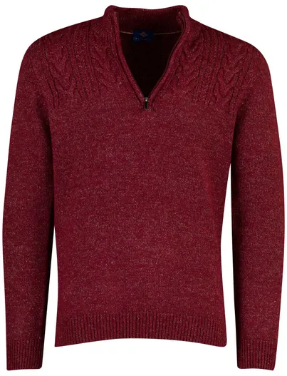Baileys Trui Baileys gemeleerd rood half zip