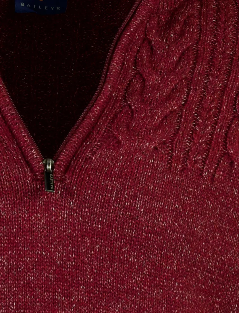 Trui Baileys gemeleerd rood half zip