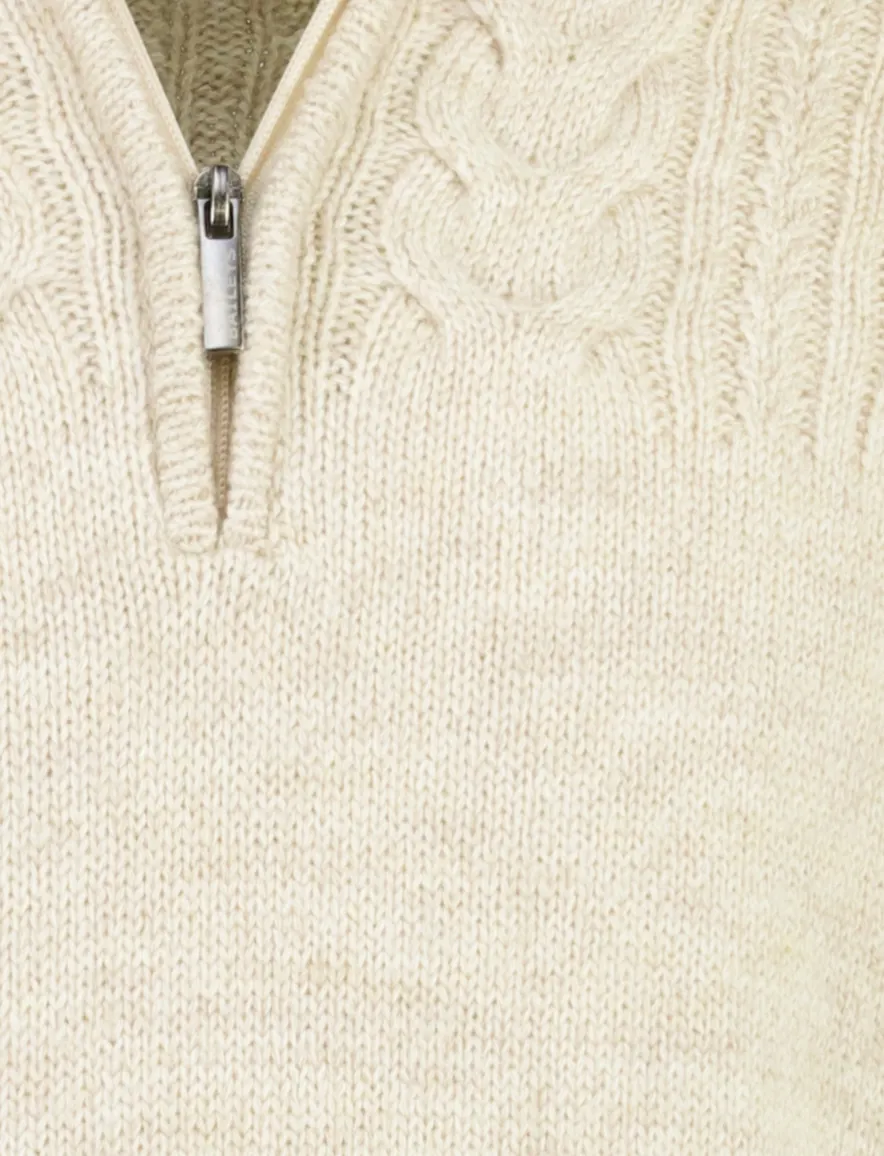 Baileys trui half zip beige gemeleerd grof gebreid