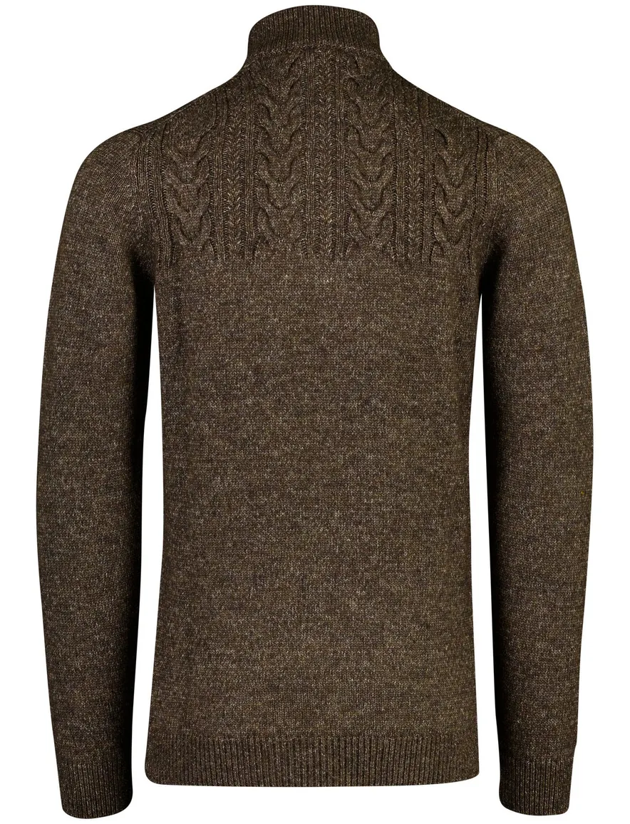 Baileys half zip trui bruin gemeleerd grof gebreid