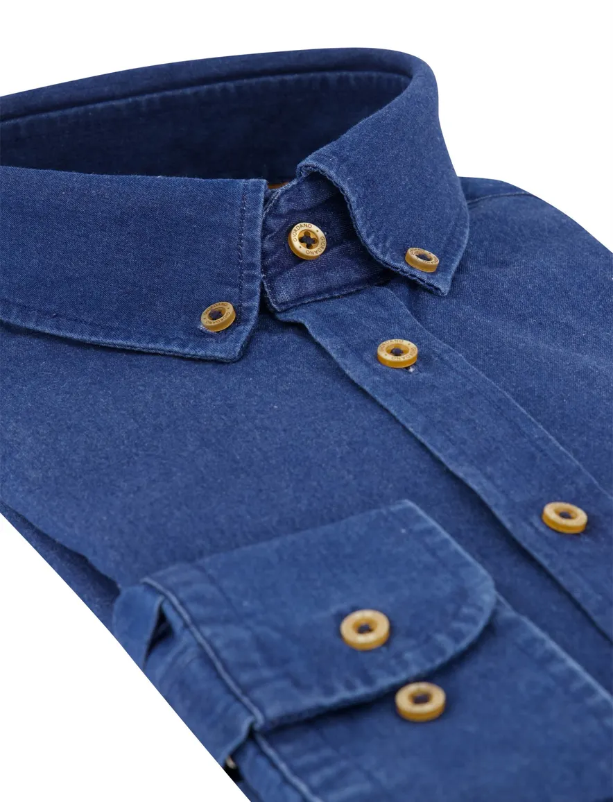 Giordano overhemd donkerblauw effen