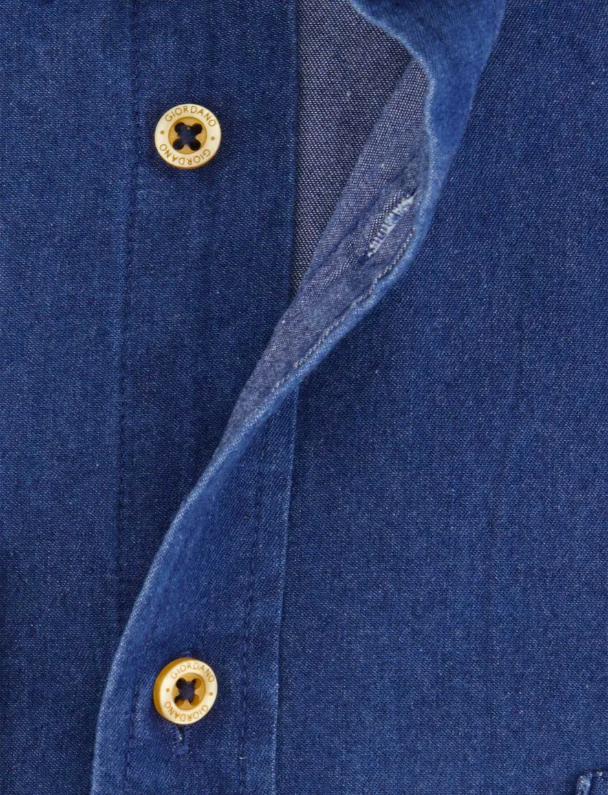 Giordano overhemd donkerblauw effen