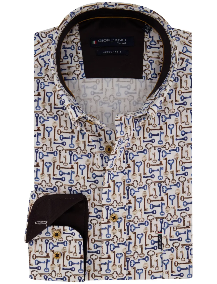 Giordano overhemd wit geprint