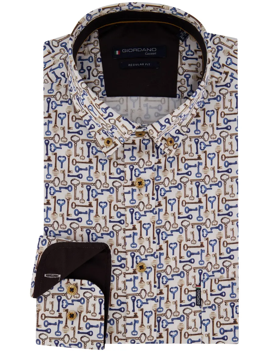 Giordano overhemd wit geprint
