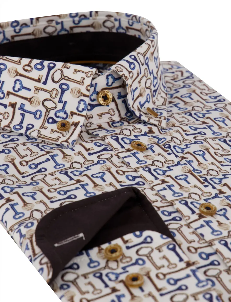 Giordano overhemd wit geprint