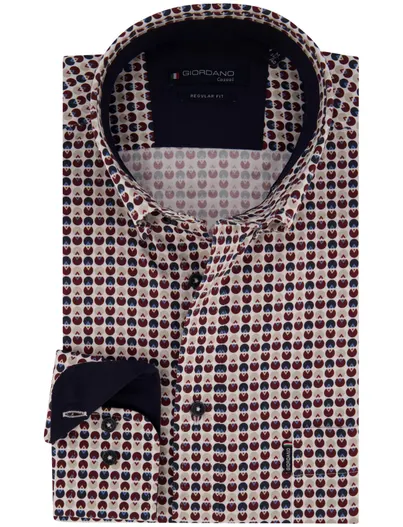 Giordano Overhemd Giordano bordeaux geprint