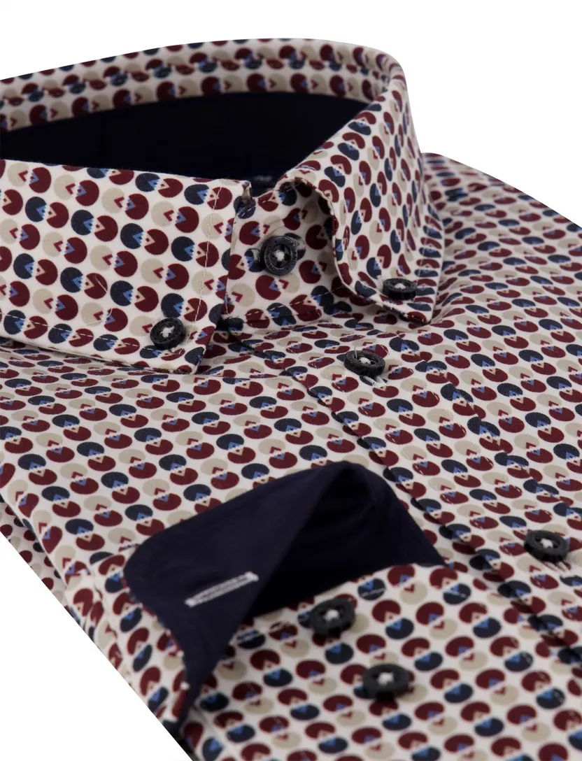 Overhemd Giordano bordeaux geprint