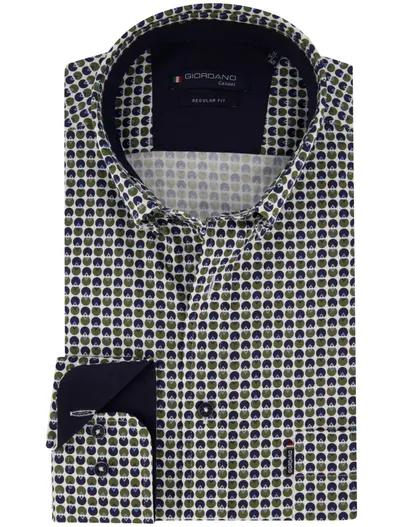 Giordano Overhemd Giordano groen wijde fit