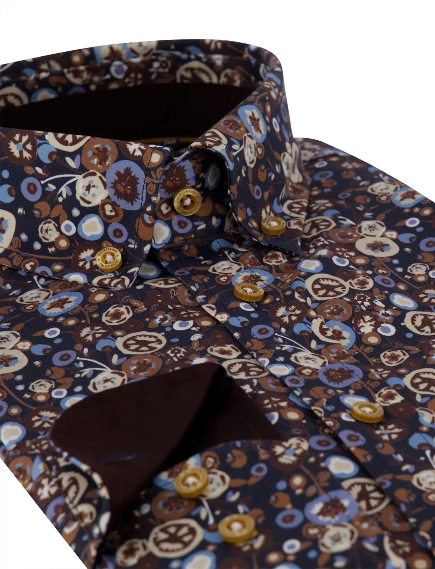 Giordano overhemd donkerblauw met print