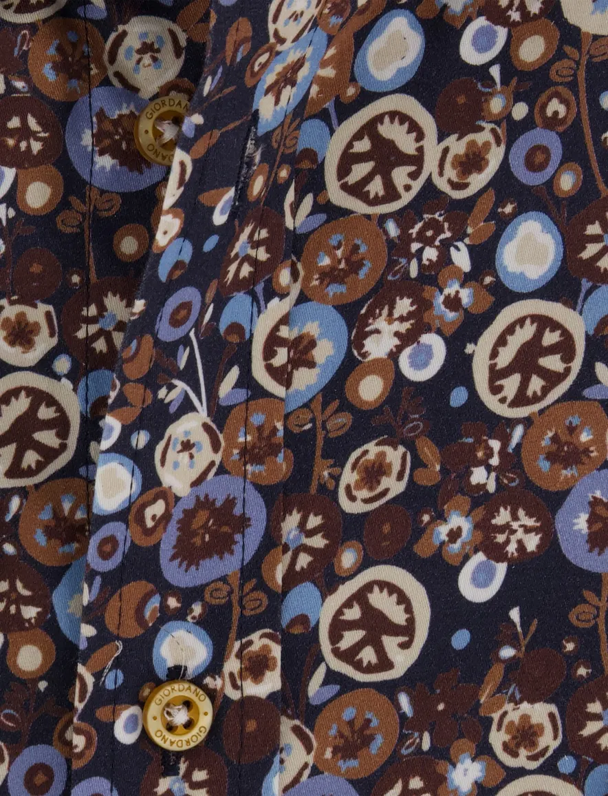 Giordano overhemd donkerblauw met print