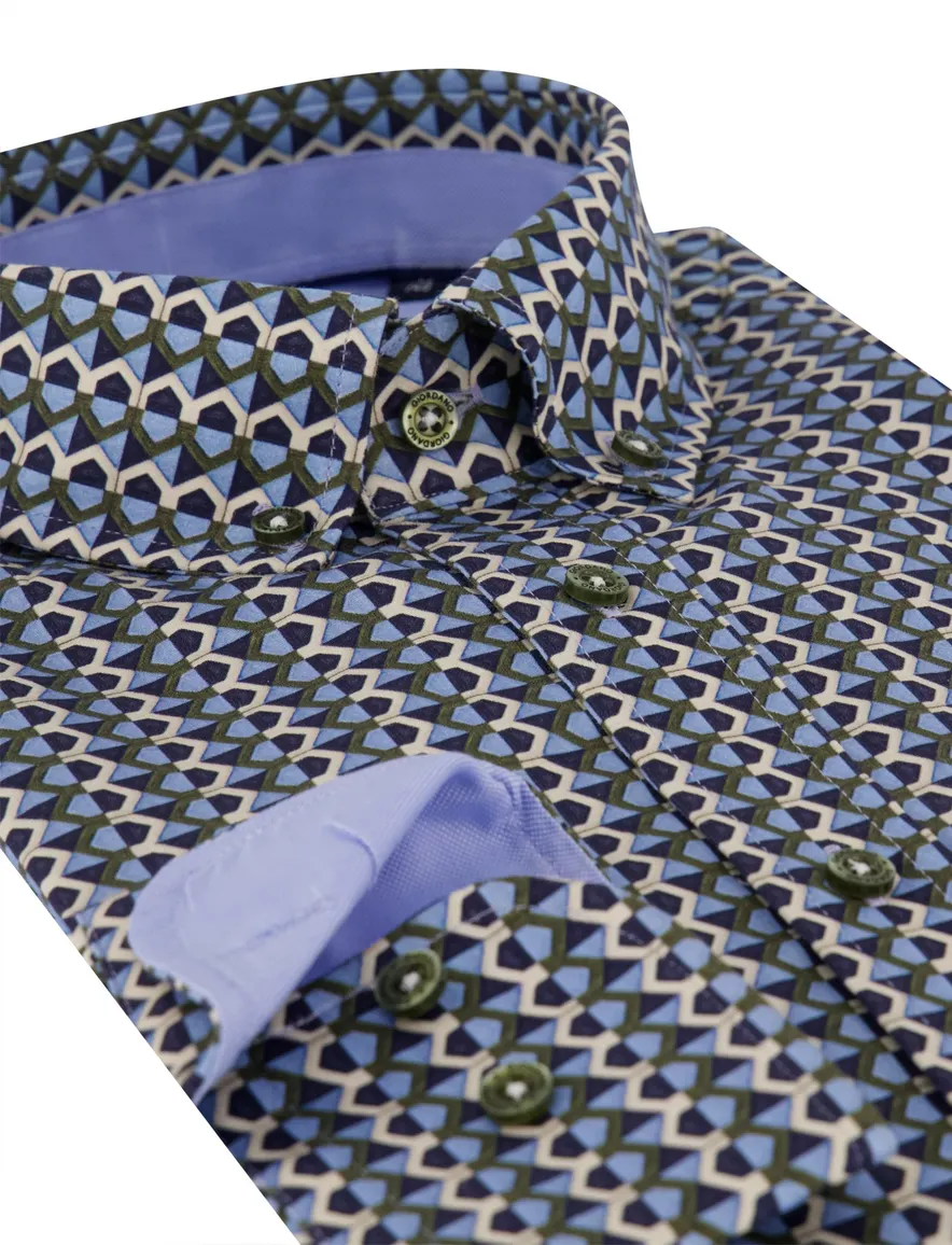 Giordano overhemd blauw geprint
