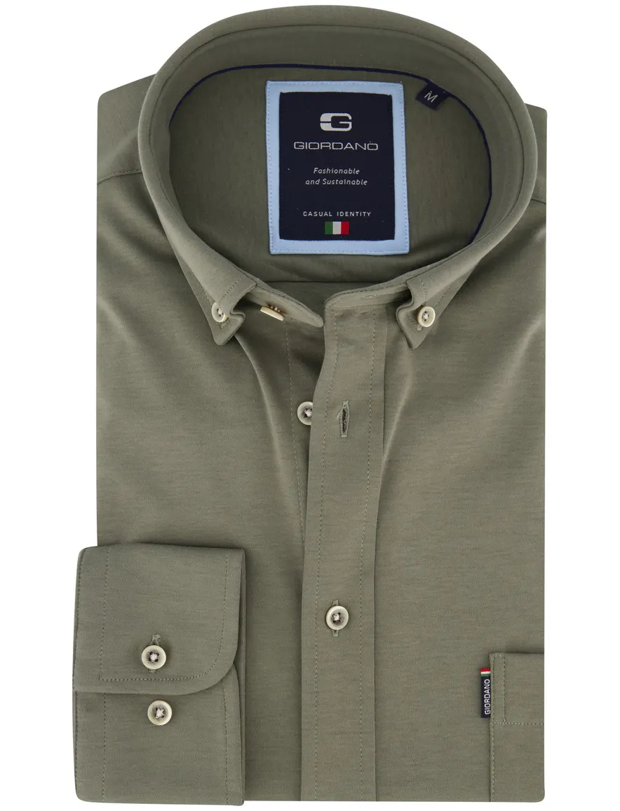 Giordano overhemd khaki jersey