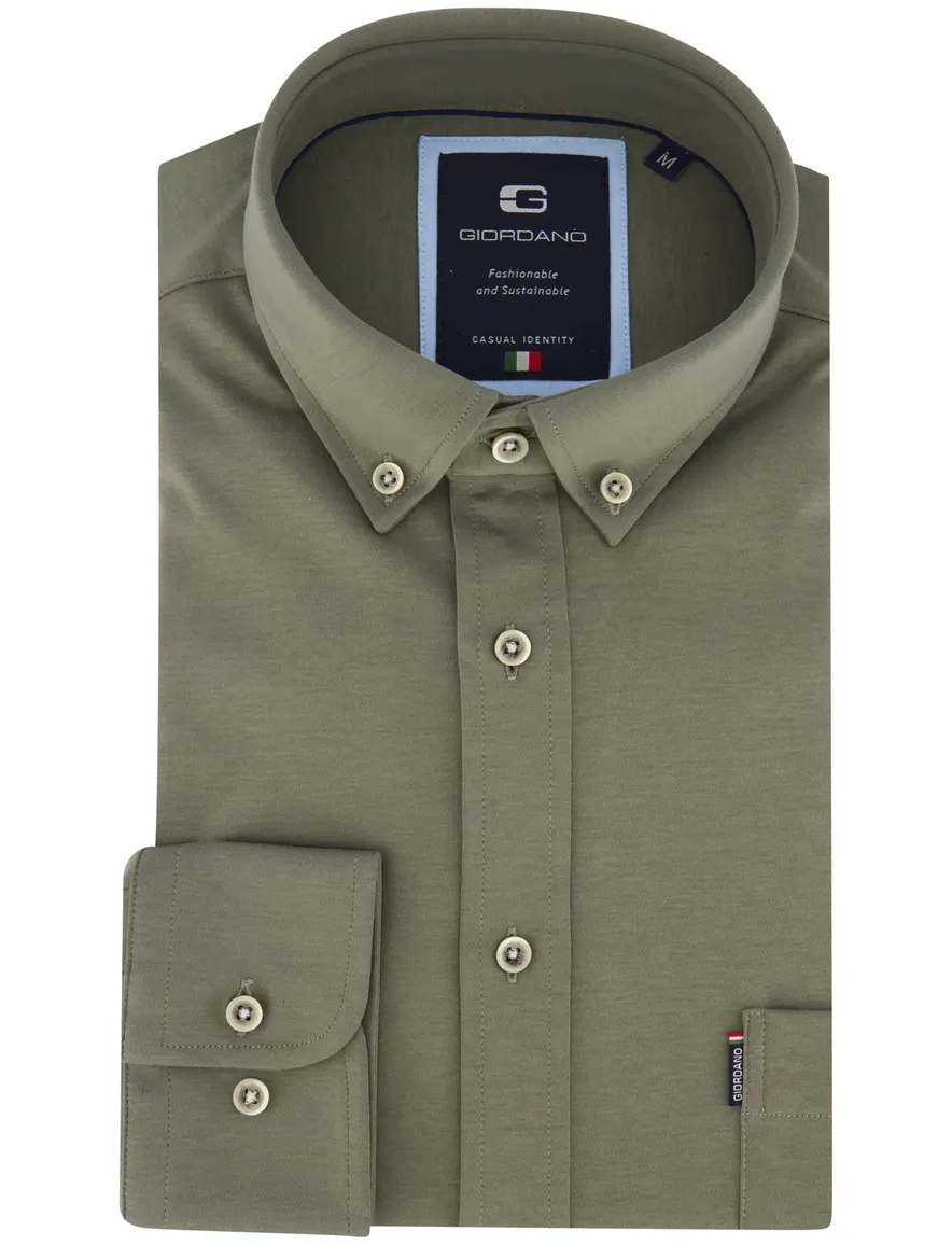 Giordano overhemd khaki jersey