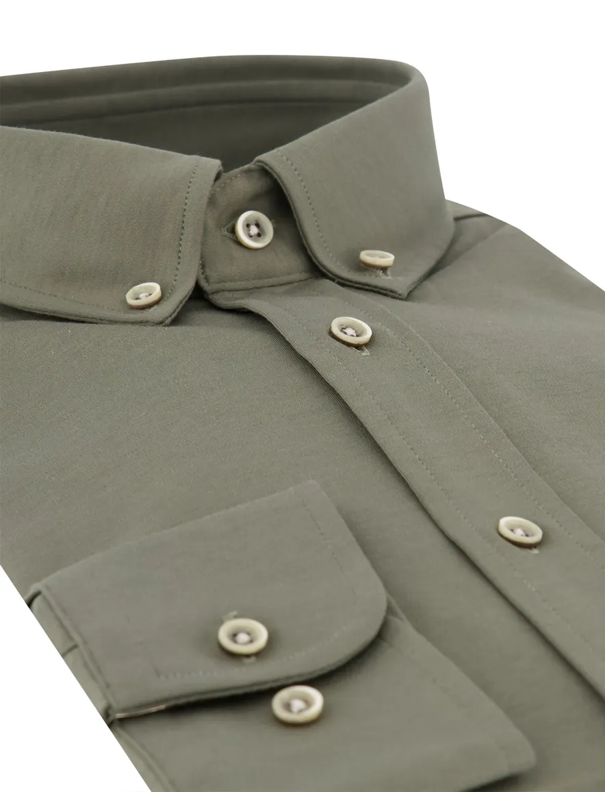 Giordano overhemd khaki jersey