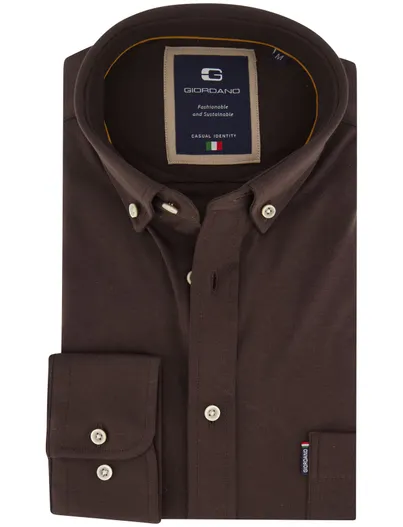 Giordano Giordano overhemd bruin jersey
