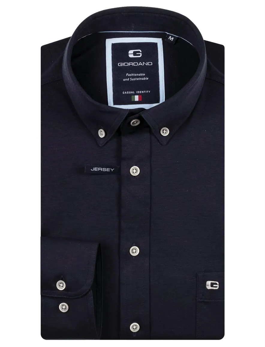 Giordano overhemd donkerblauw jersey