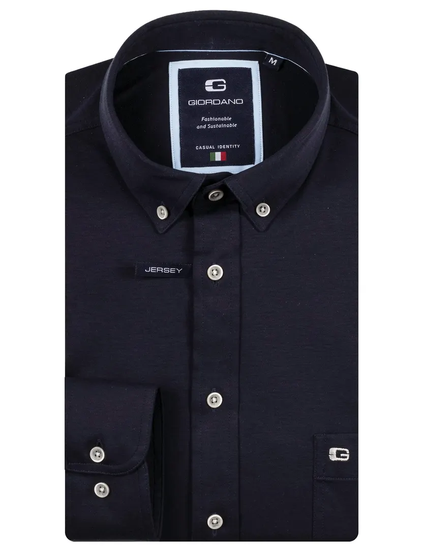 Overhemden Giordano donkerblauw jersey