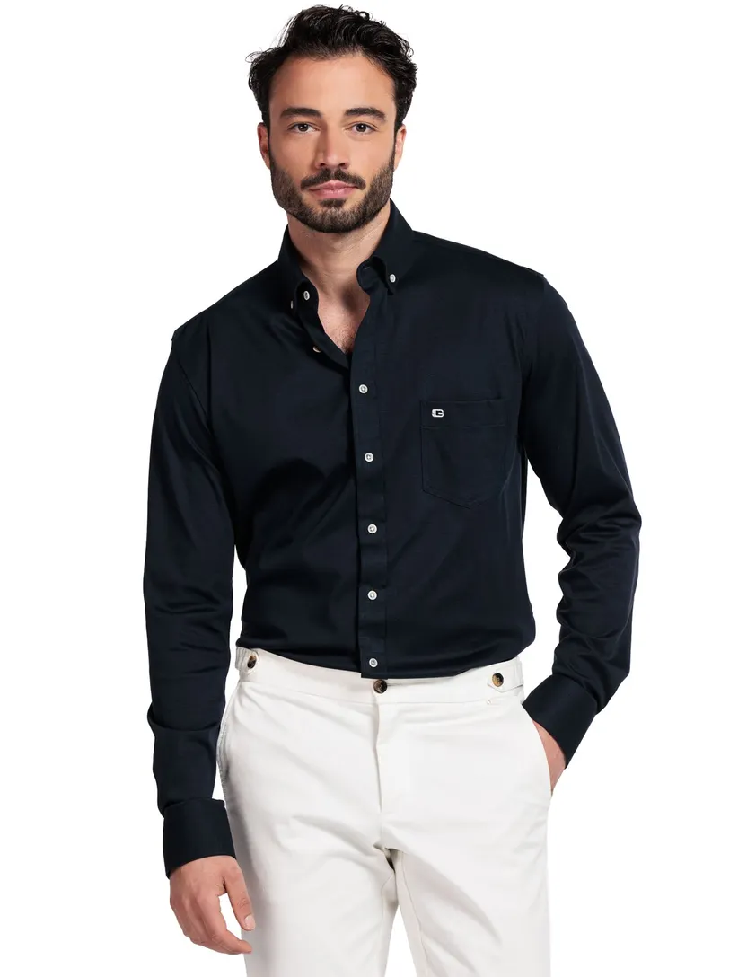 Overhemden Giordano donkerblauw jersey