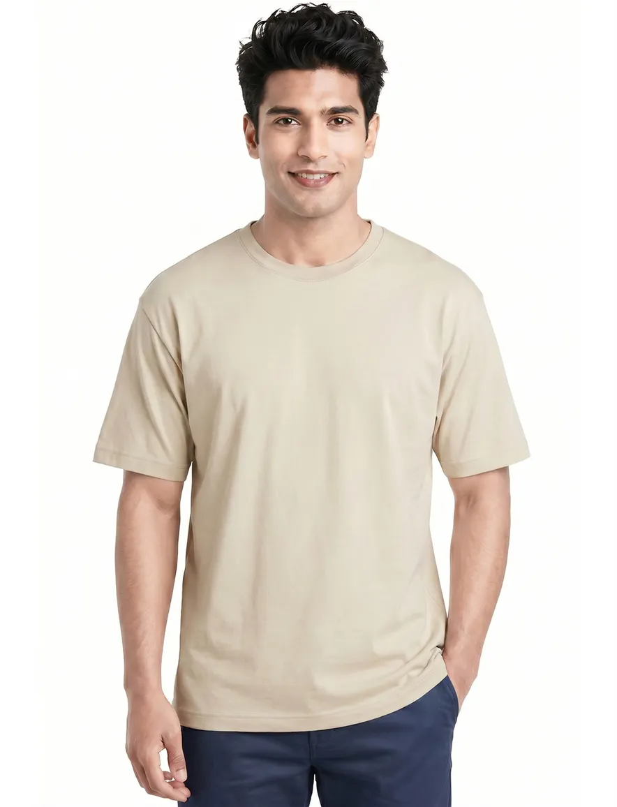 Alan Red T-shirt Venice ronde hals beige