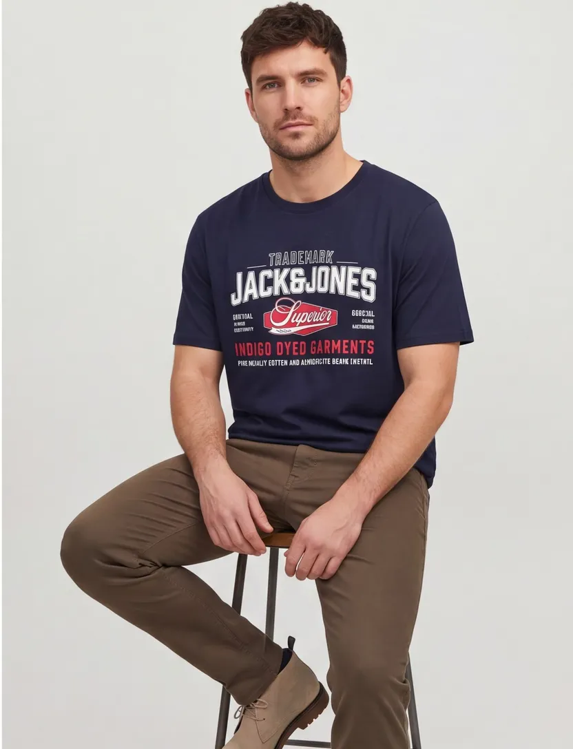 T-shirt Jack & Jones Plus Size donkerblauw opdruk
