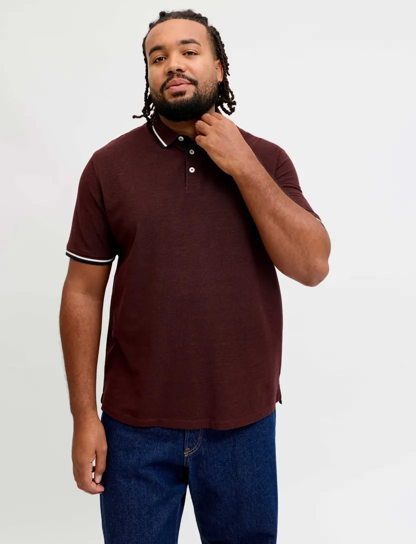 Poloshirt Jack & Jones Plus Size bordeaux